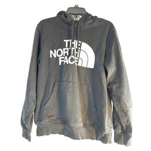The North Face Mens Hommes Hoodie Black with White Logo Pockets Draw String Size